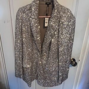 Express Silver Glitter Blazer